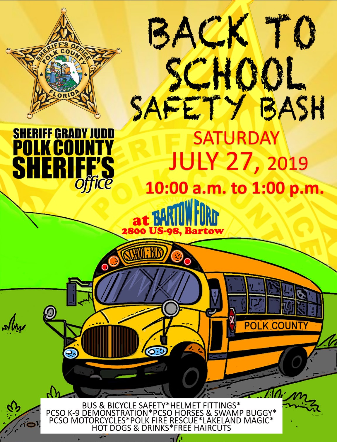 Back to School safety bash 2019 flier